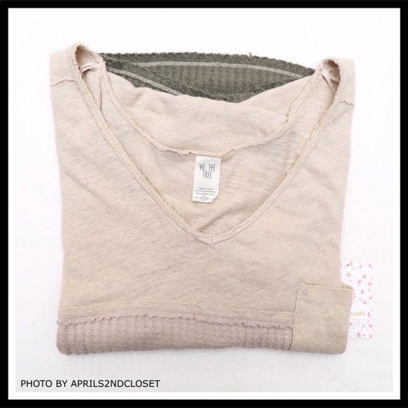 FREE PEOPLE V-NECK KNIT TEE OMBRE - Picture 7 of 8